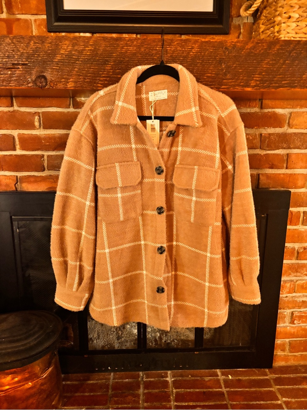 Z SUPPLY Plaid Tucker Jacket in Heather Taupe – Size Medium NWT